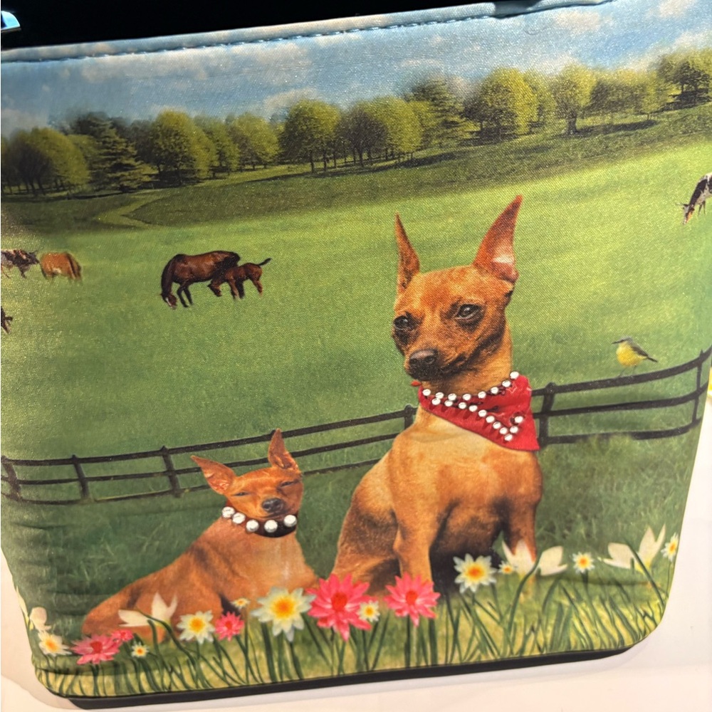 Miniature Pinschers Dog Print Tote with Black Handles